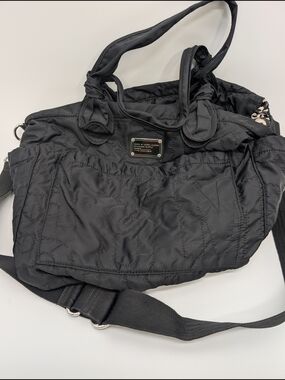 Marc by Marc Jacobs Black Quilted Nylon Tote with Crossbody Strap
